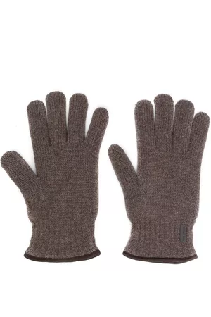 Paul & Shark Logo-patch wool gloves - Brown
