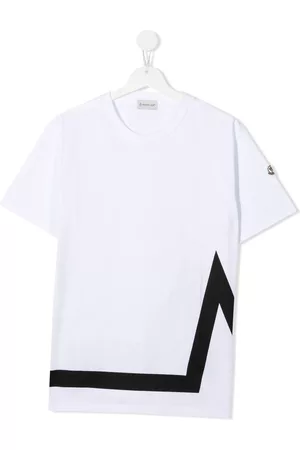 Moncler Boys Short Sleeved T-Shirts - Logo-print short-sleeve T-shirt - White