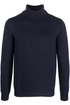 Roberto Collina Men Turtleneck Sweaters - Wool roll-neck jumper - Blue