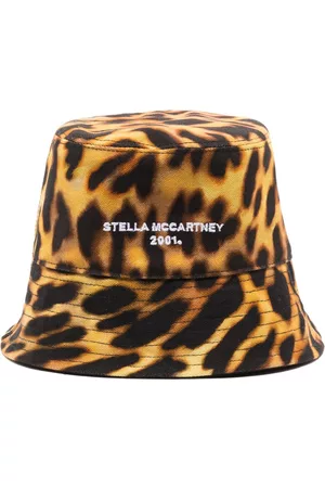 Stella McCartney 2001-logo leopard-print bucket hat - Yellow