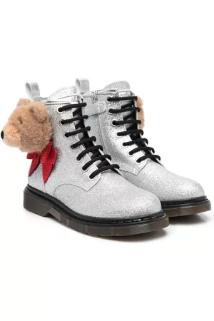 MONNALISA Ankle Boots - Teddy-detailing glitter ankle boots - Grey