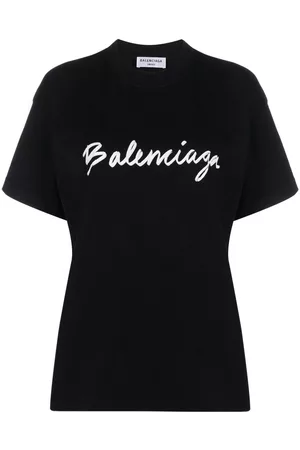 Balenciaga Women T-shirts - Logo-print cotton T-shirt - Black