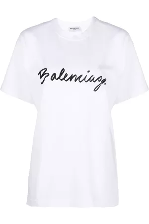 Balenciaga Women T-shirts - Logo-print cotton T-shirt - White
