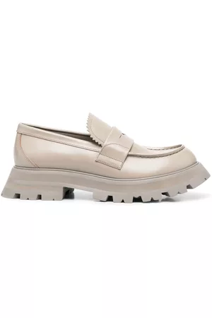 Alexander McQueen Women Loafers - Almond-toe leather loafers - Grey