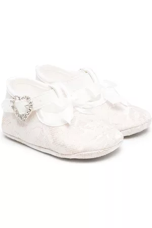 MONNALISA Floral shoes - Bow-detail floral-embroidered pre-walkers - Neutrals