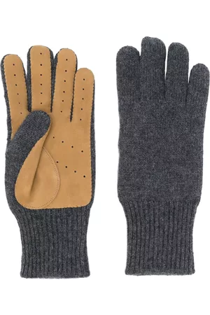 Brunello Cucinelli Panelled knitted gloves - Grey