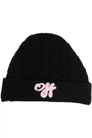 OFF-WHITE Girls Beanies - Off Cable virgin wool beanie - Black