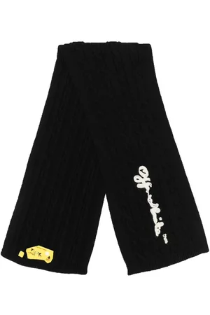 OFF-WHITE Boys Winter Scarves - Cable-knit virgin wool scarf - Black