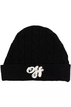 OFF-WHITE Cable-knit embroidered-logo beanie - Black