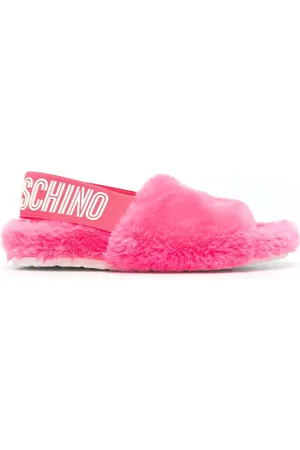 Moschino Shearling-effect open toe sandals