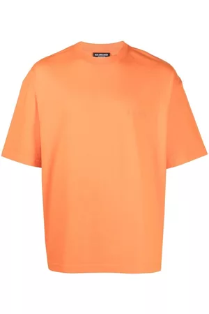 Balenciaga Men T-shirts - BB embroidered logo T-shirt - Orange