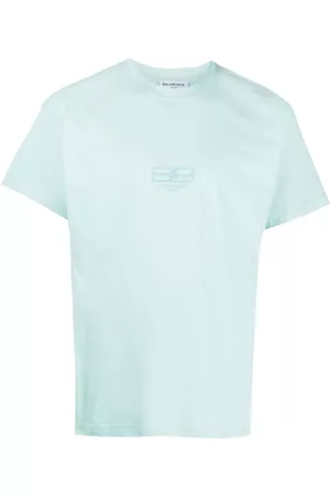 Balenciaga Men T-shirts - Logo-print cotton T-shirt - Blue
