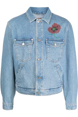 Kenzo Men Floral Jackets - Floral-print trucker jacket - Blue
