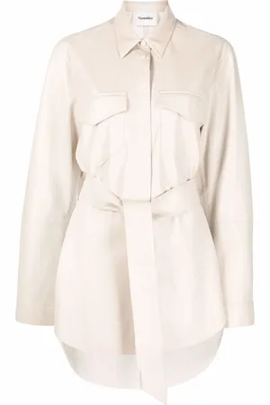 Nanushka Vegan-leather belted oversize shirt