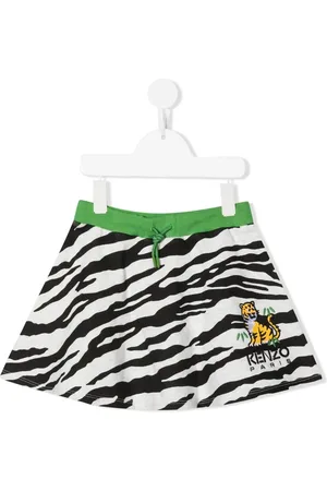 Kenzo Embroidered-logo zebra-print skirt