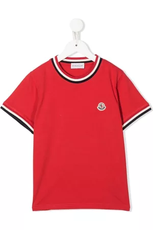 Moncler Boys Short Sleeved T-Shirts - Logo-patch short-sleeve T-shirt - Red