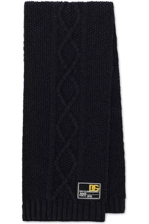Dolce & Gabbana Boys Scarves - Logo-patch knitted scarf - Black