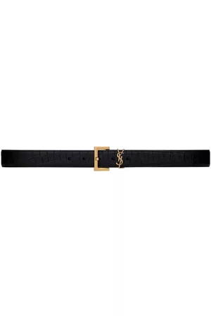 Saint Laurent Men Belts - Embossed buckle-fastening 30mm belt - Black