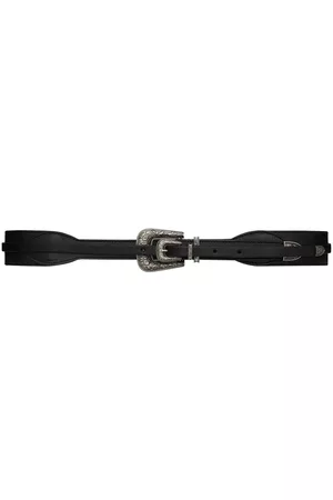 Saint Laurent Double-buckle leather belt - Black