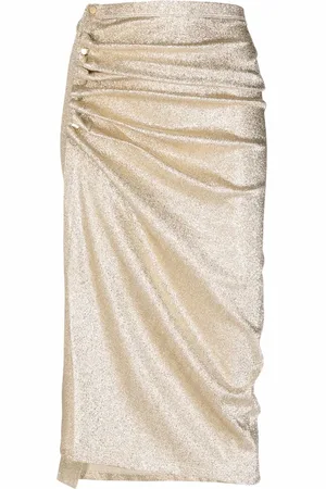 Paco rabanne Metallic ruched midi skirt