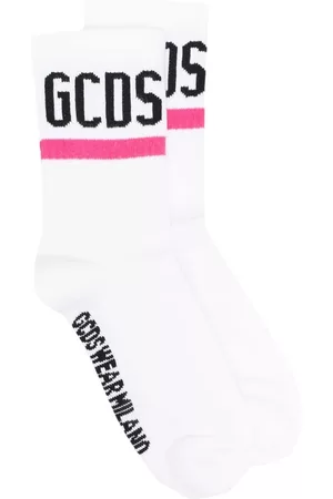 GCDS Intarsia-knit logo socks - White
