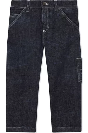 Dolce & Gabbana Boys Jeans - Washed-denim worker jeans - Blue