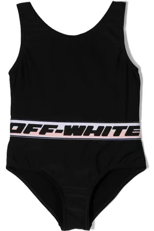 OFF-WHITE Logo-tape U-neck swimsuit - Black