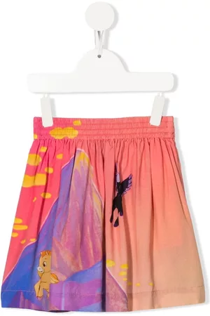 Stella McCartney Girls Printed Skirts - Graphic-print elasticated-waist flared skirt - Pink