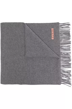 Acne Studios Scarves - Logo-patch frayed-edge scarf - Grey