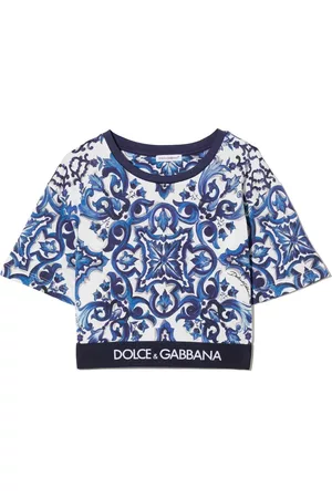 Dolce & Gabbana Girls T-shirts - Majolica-print cotton T-shirt - White
