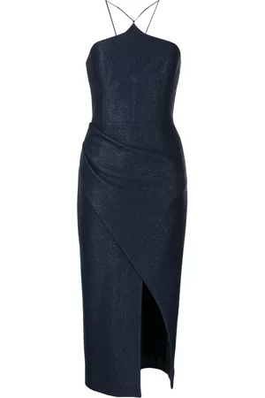 MANNING CARTELL Women Bodycon Dresses - Metallic halterneck fitted dress - Blue