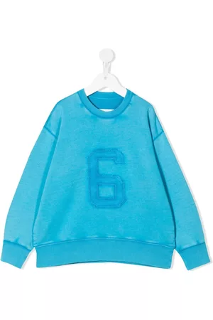 Maison Margiela Girls Hoodies - Logo-patch cotton sweatshirt - Blue