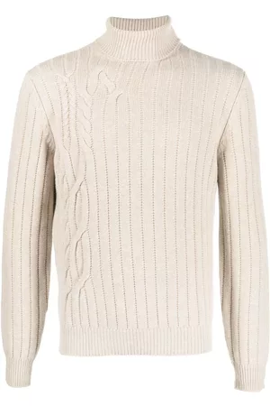 corneliani Men Turtleneck Sweaters - Cable-knit roll-neck jumper - Neutrals