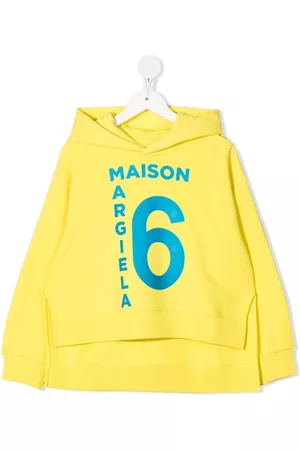 Maison Margiela Girls Hoodies - Logo-print cotton hoodie - Yellow