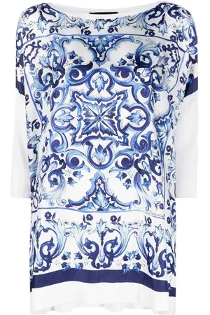 Dolce & Gabbana Women Blouses - Majolica-print silk blouse - White