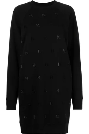 Karl Lagerfeld Rhinestone monogram sweater dress - Black