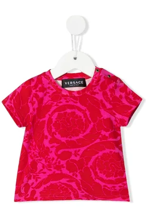 Versace Kids Barocco-print ruffle-collar T-shirt - White