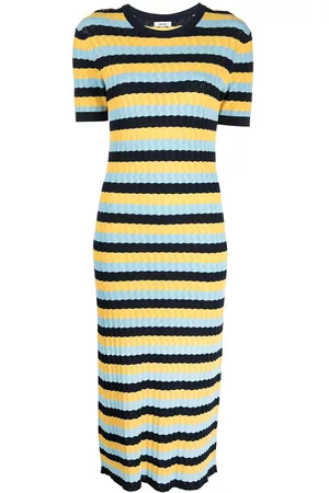 Jason Wu Striped short-sleeve knit dress - Blue