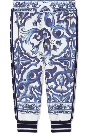 Dolce & Gabbana Majolica-print jersey track pants - Blue