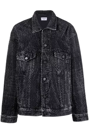 Balenciaga Oversize crystal-embellished denim jacket - Black