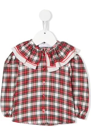 MONNALISA Shirts - Check-print ruffle-trim shirt - White