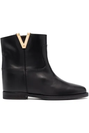 Via Roma Logo-detail leather ankle boots