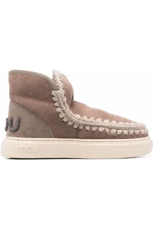 Mou Crochet stitch-trim sneaker boots