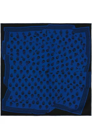 Alexander McQueen Women Scarves - Skull-print silk scarf - Blue