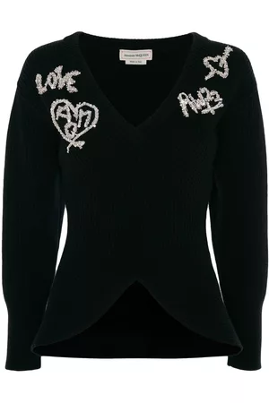 Alexander McQueen Belted long-sleeve knit top - Black