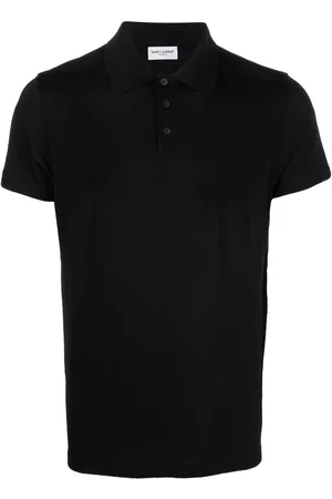 Saint Laurent Men Polo T-Shirts - Short-sleeved polo shirt - Black