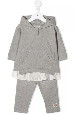 Moncler Sports Hoodies - Hooded logo-patch tracksuit - Grey