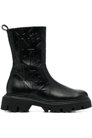 Nº21 Logo-embossed combat ankle boots