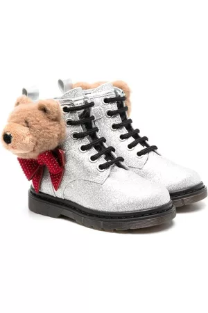 MONNALISA Ankle Boots - Teddy Bear-detail ankle boots - Silver