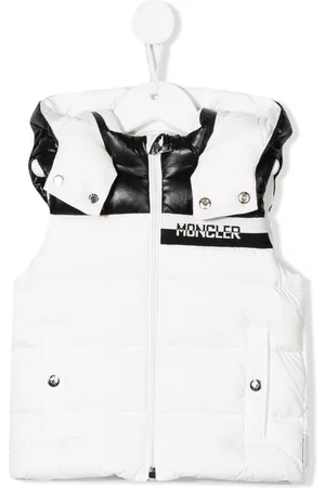 Moncler Gilets - Logo-print hooded gilet - White